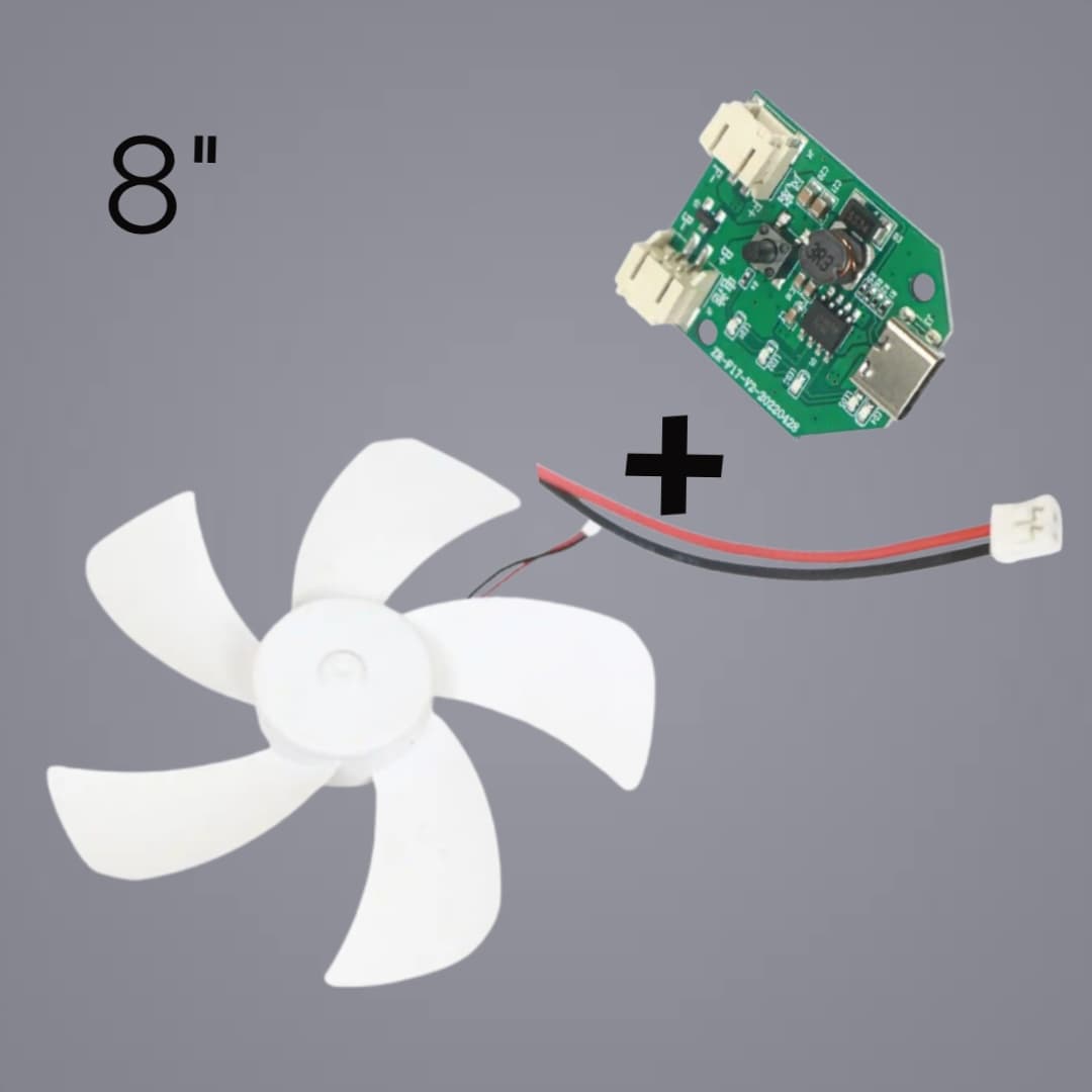 8-Inch BLDC Brushless Fan Motor 9V/12V with 5 Blades + Controller Circuit