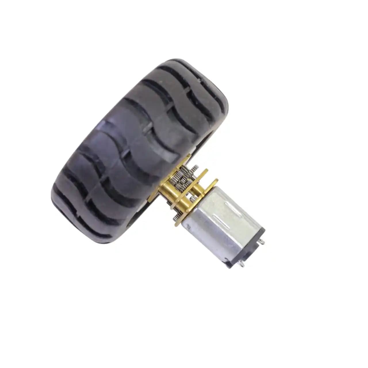 N20 DC Gear Motor with Rubber Wheel and D-Axis Shaft – 44mm/43mm MiniQ Tyre